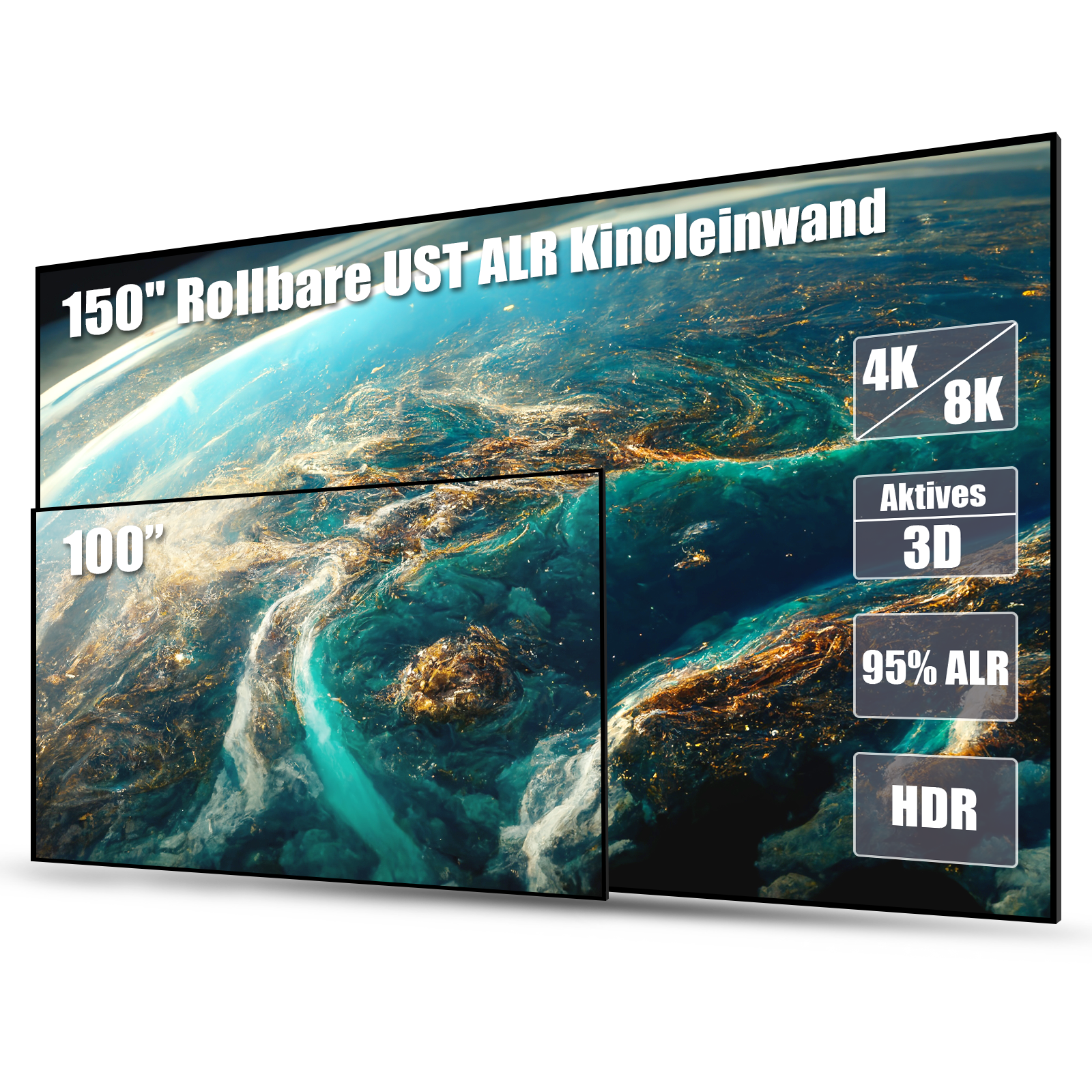 Écran ALR cinématographique lenticulaire de 100'' à 132''