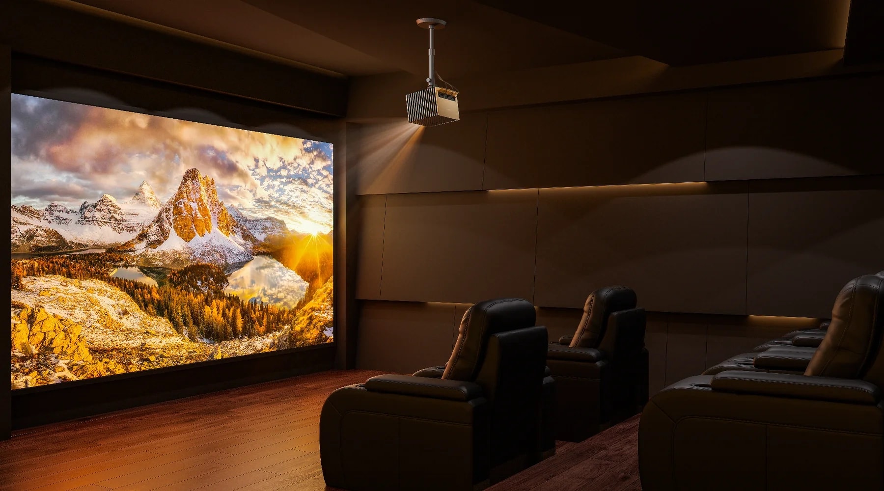 Projecteur gaming affichant une grande image de jeu immersive sur un mur.