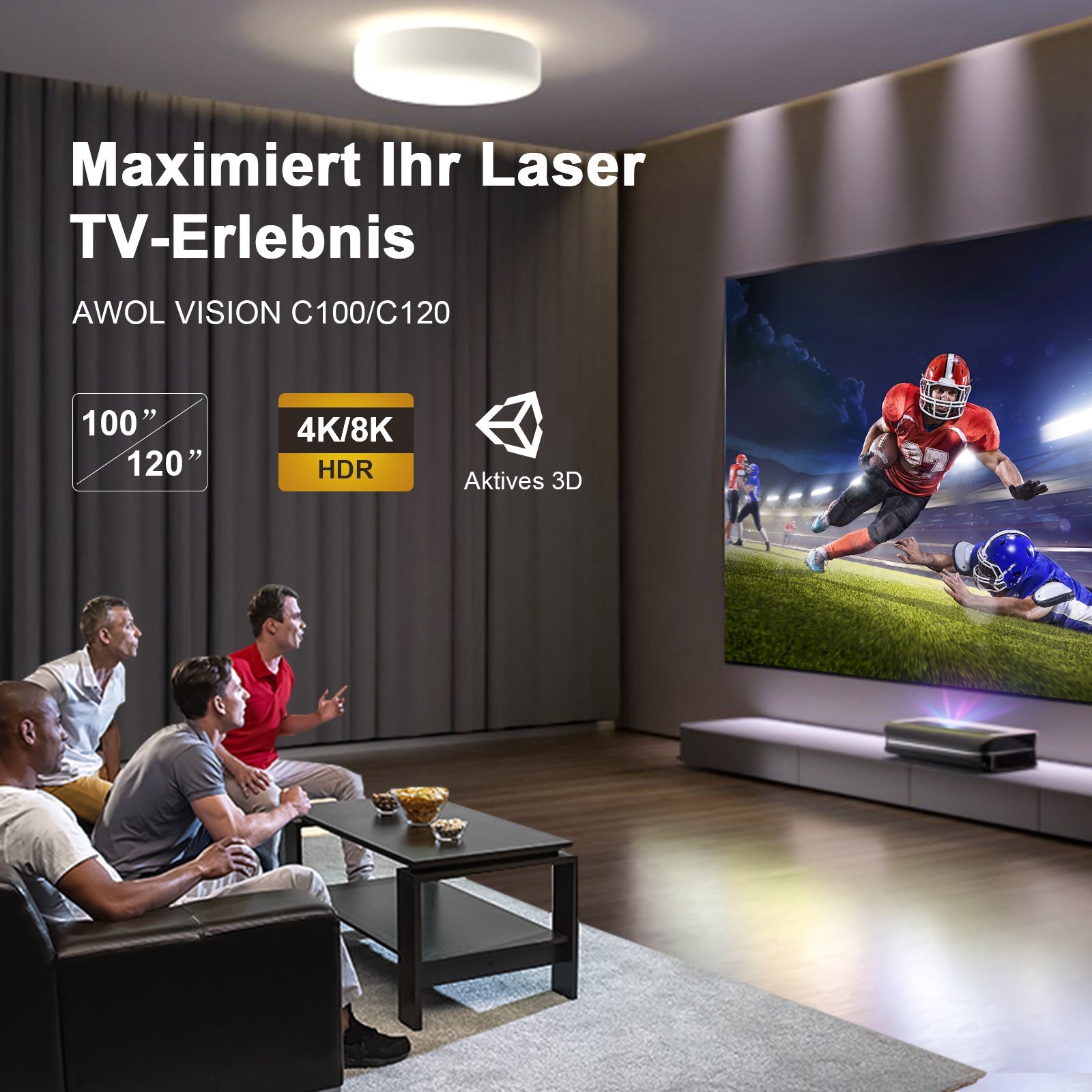 Écran ALR cinématographique lenticulaire de 100'' à 132''