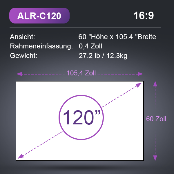Écran ALR cinématographique lenticulaire de 100'' à 132''