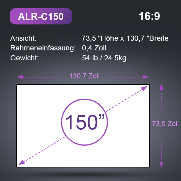 Écran ALR cinématographique lenticulaire de 100'' à 132''